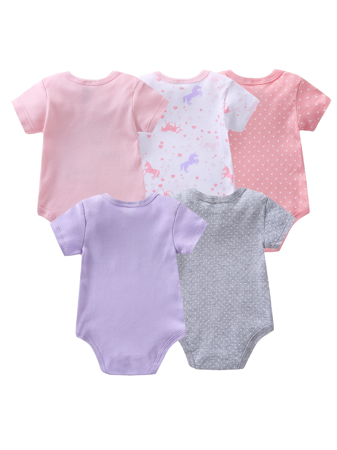 5pcs Girls' Short-Sleeve Bodys - Baby Clothing Essentials Newborn incelemesi ve fiyatı